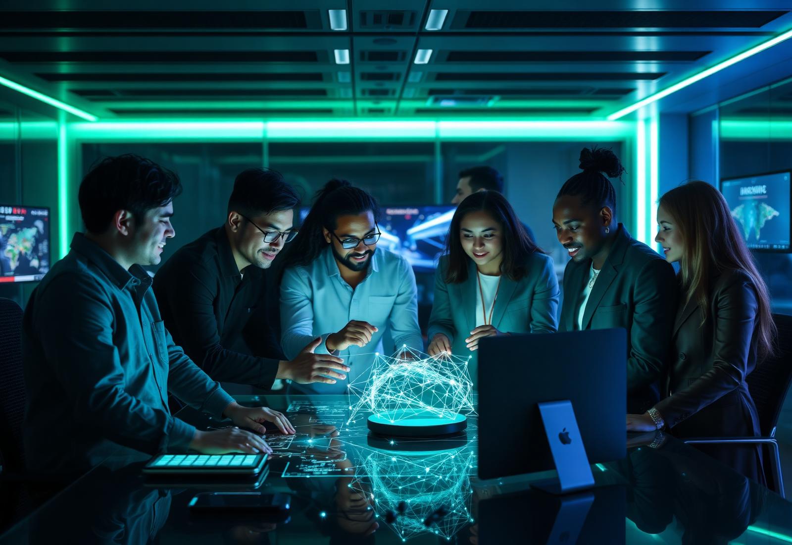 Our team collaborating around holographic displays